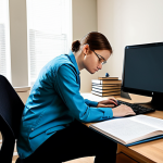 A focused professional, fully clothed in modest, comfortable attire, intensely studying at a clean, modern desk in a quiet, well-lit home office. Textbooks and reference materials are neatly stacked around a laptop displaying complex diagrams. The subject's expression shows deep concentration and resilience, reflecting perseverance through challenging environmental studies. The room is tidy and conducive to learning. Perfect anatomy, correct proportions, natural pose, well-formed hands, proper finger count. Professional photography, high quality, vibrant colors, soft lighting. Safe for work, appropriate content, fully clothed, professional, family-friendly.