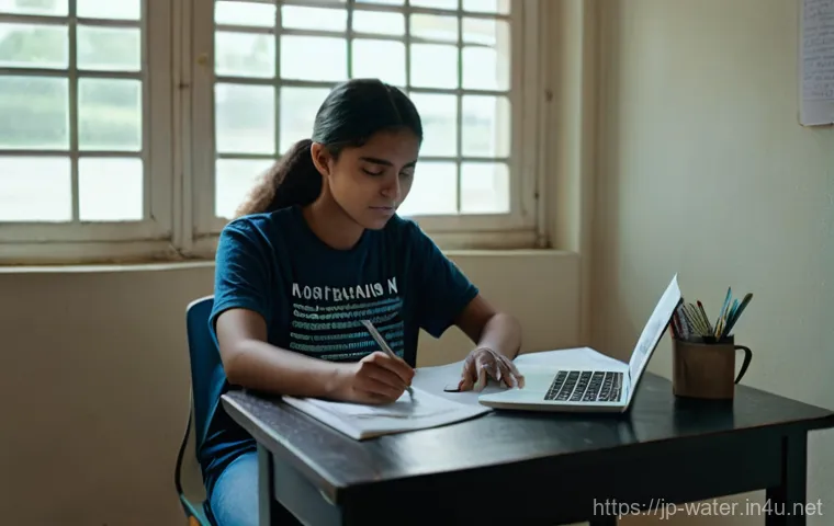 수질환경 시험 준비 체크리스트 - **Prompt:** A young adult, gender-neutral, dressed in a comfortable and modest t-shirt and jeans, is...