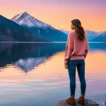 수질환경과 설계업무 이해하기 - **Prompt 1: Serene Mountain Lake Sunset**
    A wide shot of a young woman (18-25 years old) standin...