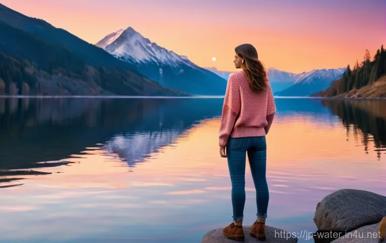 수질환경과 설계업무 이해하기 - **Prompt 1: Serene Mountain Lake Sunset**
    A wide shot of a young woman (18-25 years old) standin...